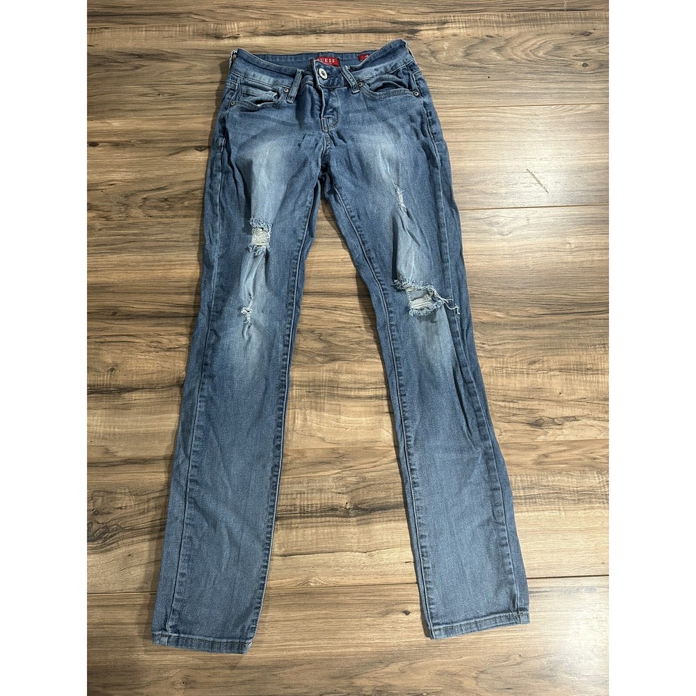 Women's Guess Medium Rise Skinny Jeans Size 27 Ripped